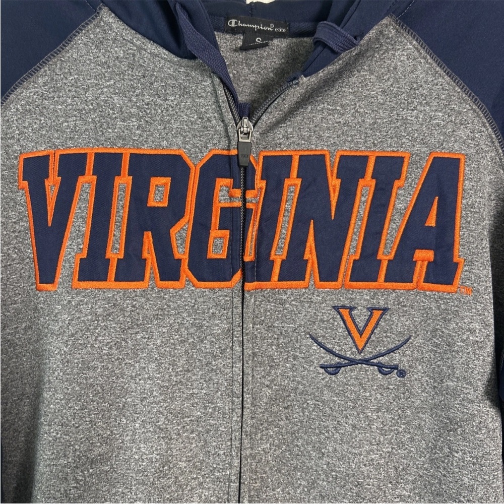 University Of Virginia Cavaliers Champion Elite Full Zip Embroidered Hoodie Sz S - Picture 3 of 15
